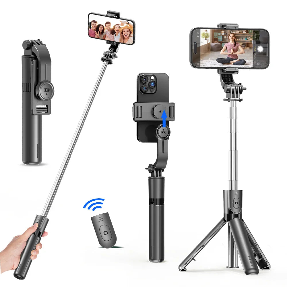 Selfie Stick Tripod with Detachable Bluetooth Remote, 360° Rotation,Extendable Pole, Fill Light Option, for iPhone and Android Phone
