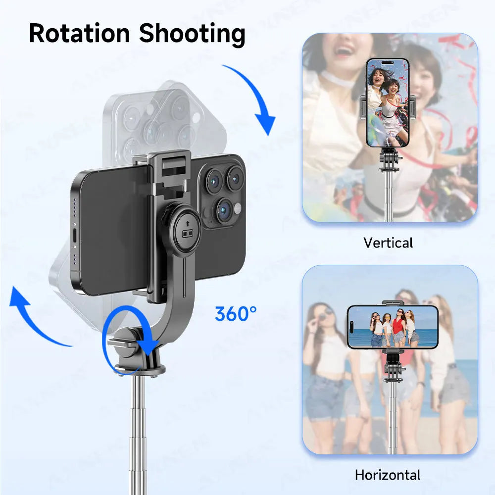 Selfie Stick Tripod with Detachable Bluetooth Remote, 360° Rotation,Extendable Pole, Fill Light Option, for iPhone and Android Phone