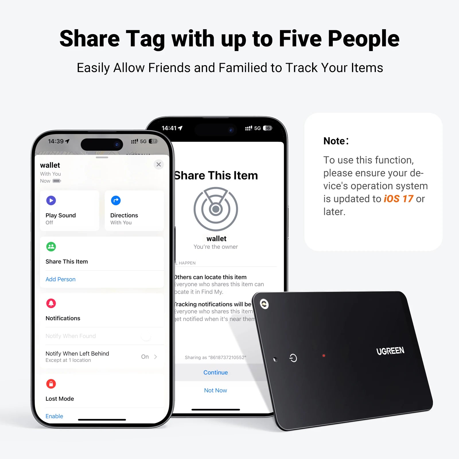 (IOS ONLY) Rechargeable Wallet Finder, Smart Bluetooth Tracker Card and Item Locator for Luggage Tags Passports with Apple Find My App (Only iOS)