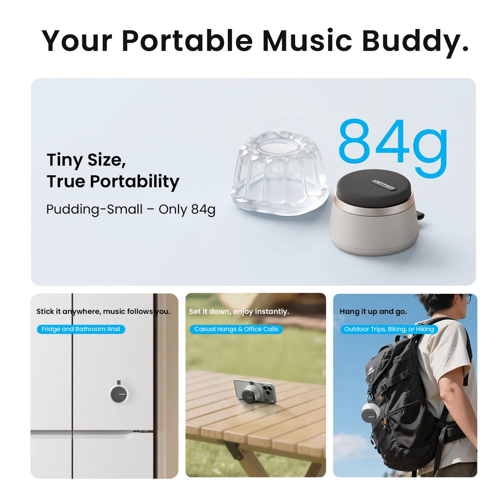 Magnetic Portable Bluetooth Speaker IPX6 Waterproof Mini Shower Speaker Enhanced Bass TWS Stereo Outdoor Speaker Holder