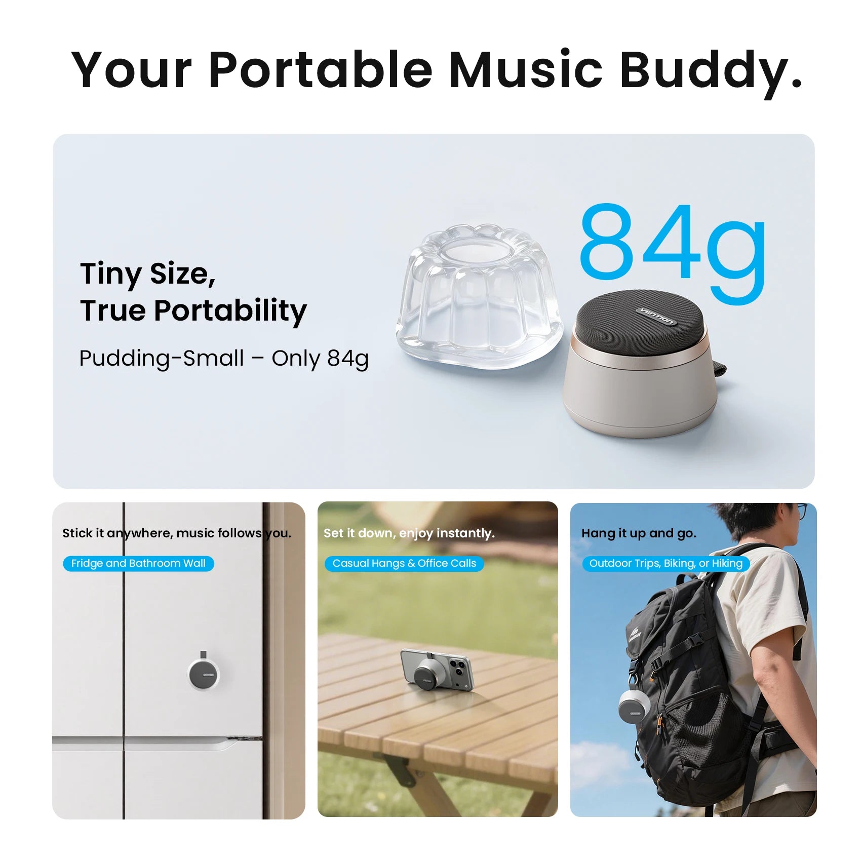 Magnetic Portable Bluetooth Speaker IPX6 Waterproof Mini Shower Speaker Enhanced Bass TWS Stereo Outdoor Speaker Holder