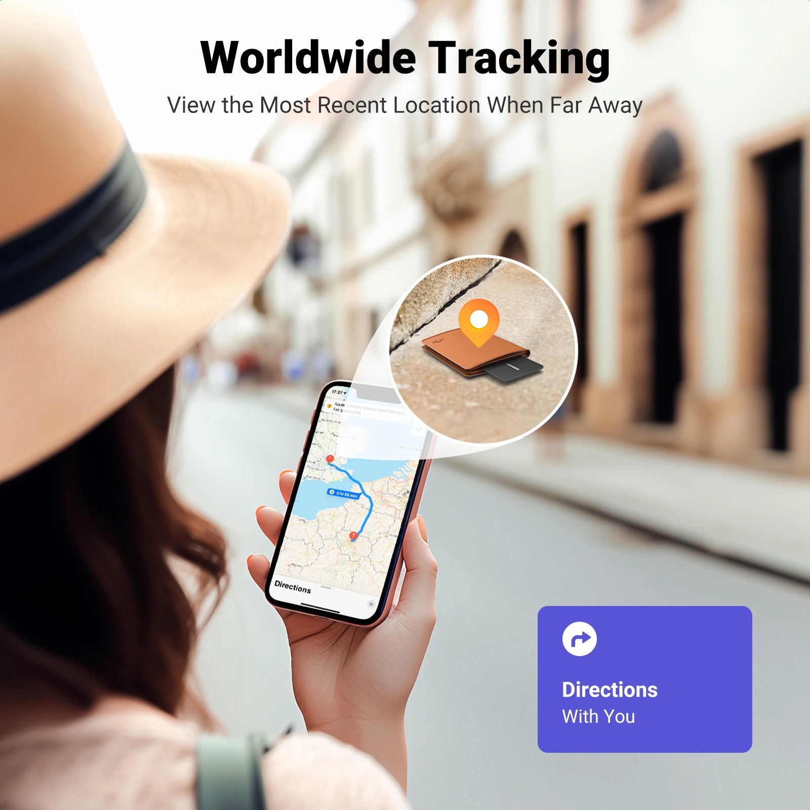 (IOS ONLY) Rechargeable Wallet Finder, Smart Bluetooth Tracker Card and Item Locator for Luggage Tags Passports with Apple Find My App (Only iOS)