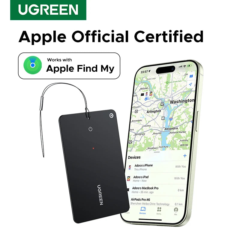 (IOS ONLY) Rechargeable Wallet Finder, Smart Bluetooth Tracker Card and Item Locator for Luggage Tags Passports with Apple Find My App (Only iOS)