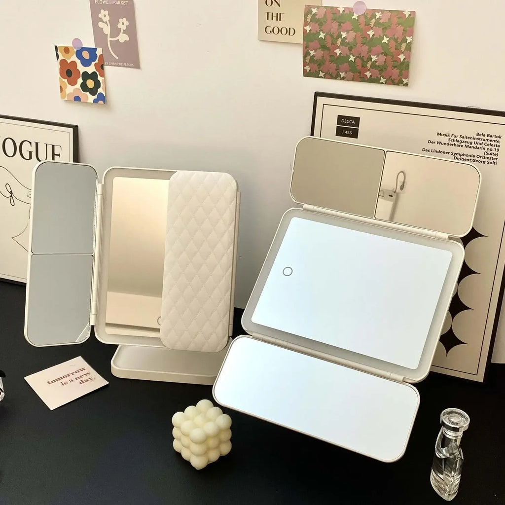 Trifold Makeup Mirror with LED Lights